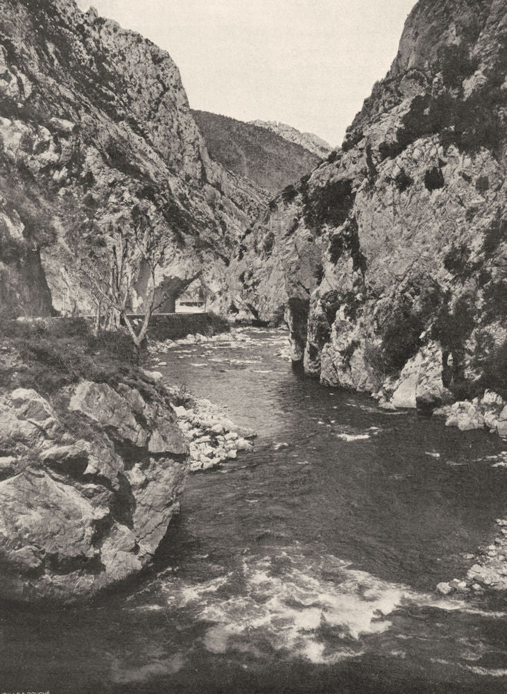 AUDE. L'Aude dans la gorge de Pierre- Lys 1903 old antique print picture